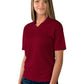 Women's Pocketless Wicking V-Neck Polo - BG6219 - Burgundy