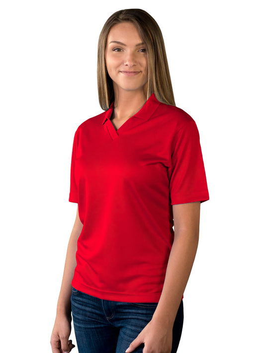 Women's Pocketless Wicking V-Neck Polo - BG6219 - Red