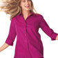 Women's Pocketless 3/4-Sleeve Poplin Swing Shirt - BG6261 - Berry