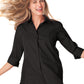 Women's Pocketless 3/4-Sleeve Poplin Swing Shirt - BG6261 - Black