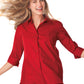 Women's Pocketless 3/4-Sleeve Poplin Swing Shirt - BG6261 - Red
