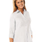 Women's Pocketless 3/4-Sleeve Poplin Swing Shirt - BG6261 - White