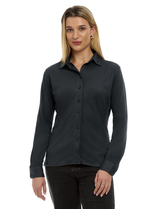 Women's Pocketless Knit Stretch Woven Shirt - BG6273 - Graphite
