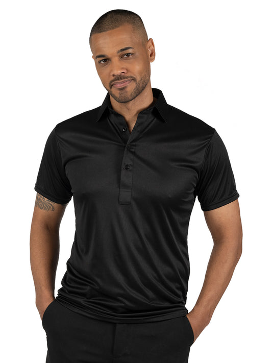 Men's Pocketless Bonded Collar Dress Polo - BG7007 - Black
