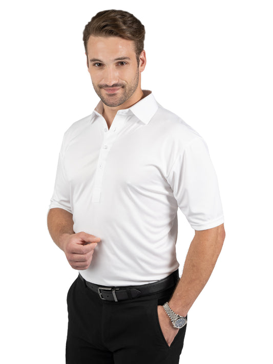 Men's Pocketless Bonded Collar Dress Polo - BG7007 - White