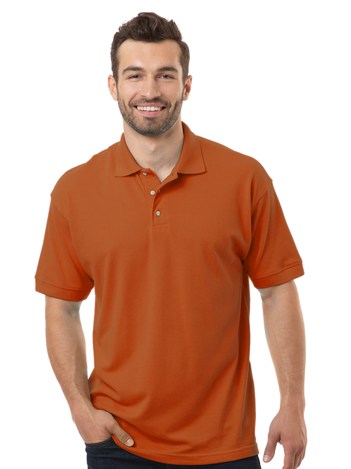 Men's Pocketless Superblend Short Sleeve Polo - BG7204 - Burnt Orange