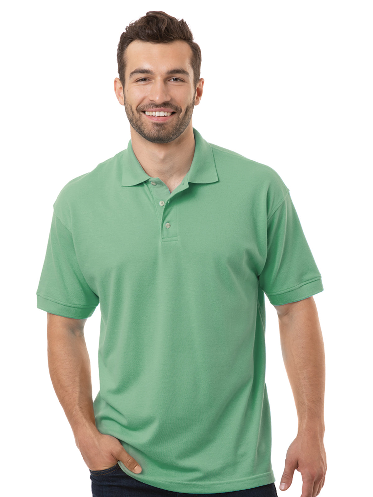 Men's Pocketless Superblend Short Sleeve Polo - BG7204 - Cactus