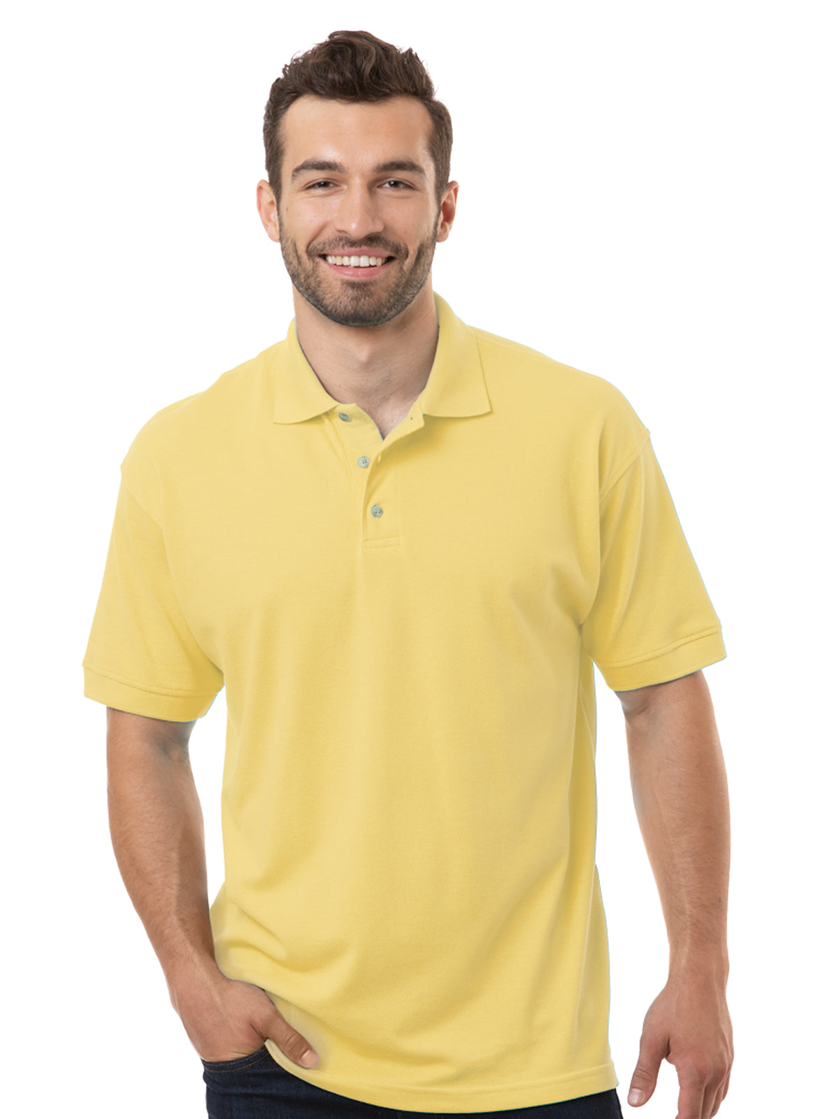 Men's Pocketless Superblend Short Sleeve Polo - BG7204 - Maize