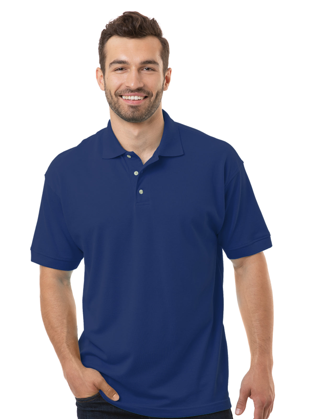 Men's Pocketless Superblend Short Sleeve Polo - BG7204 - Navy