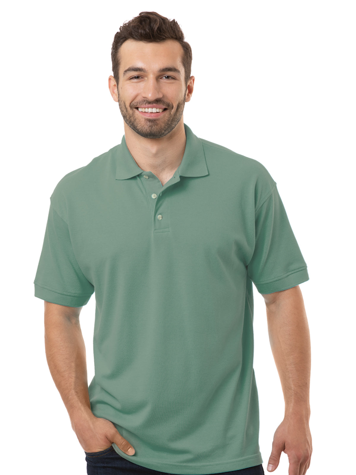 Men's Pocketless Superblend Short Sleeve Polo - BG7204 - Sage