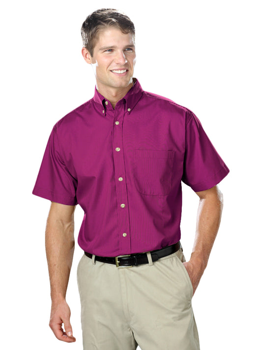 Men's 1-Pocket Short Sleeve Superblend Poplin Shirt - BG7216S - Berry