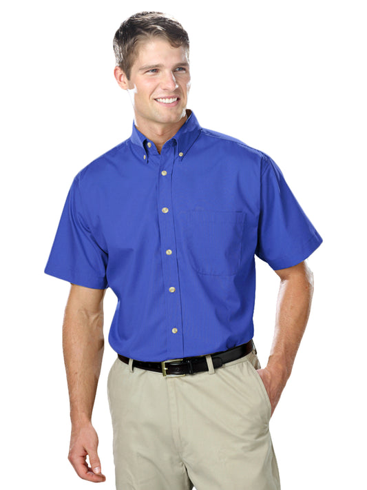 Men's 1-Pocket Short Sleeve Superblend Poplin Shirt - BG7216S - French Blue