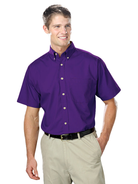 Men's 1-Pocket Short Sleeve Superblend Poplin Shirt - BG7216S - Purple