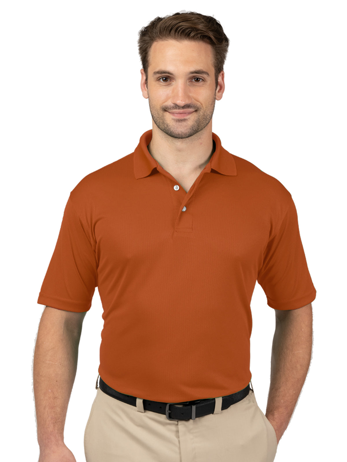 Men's Pocketless Wicking Short Sleeve Polo - BG7219 - Burnt Orange