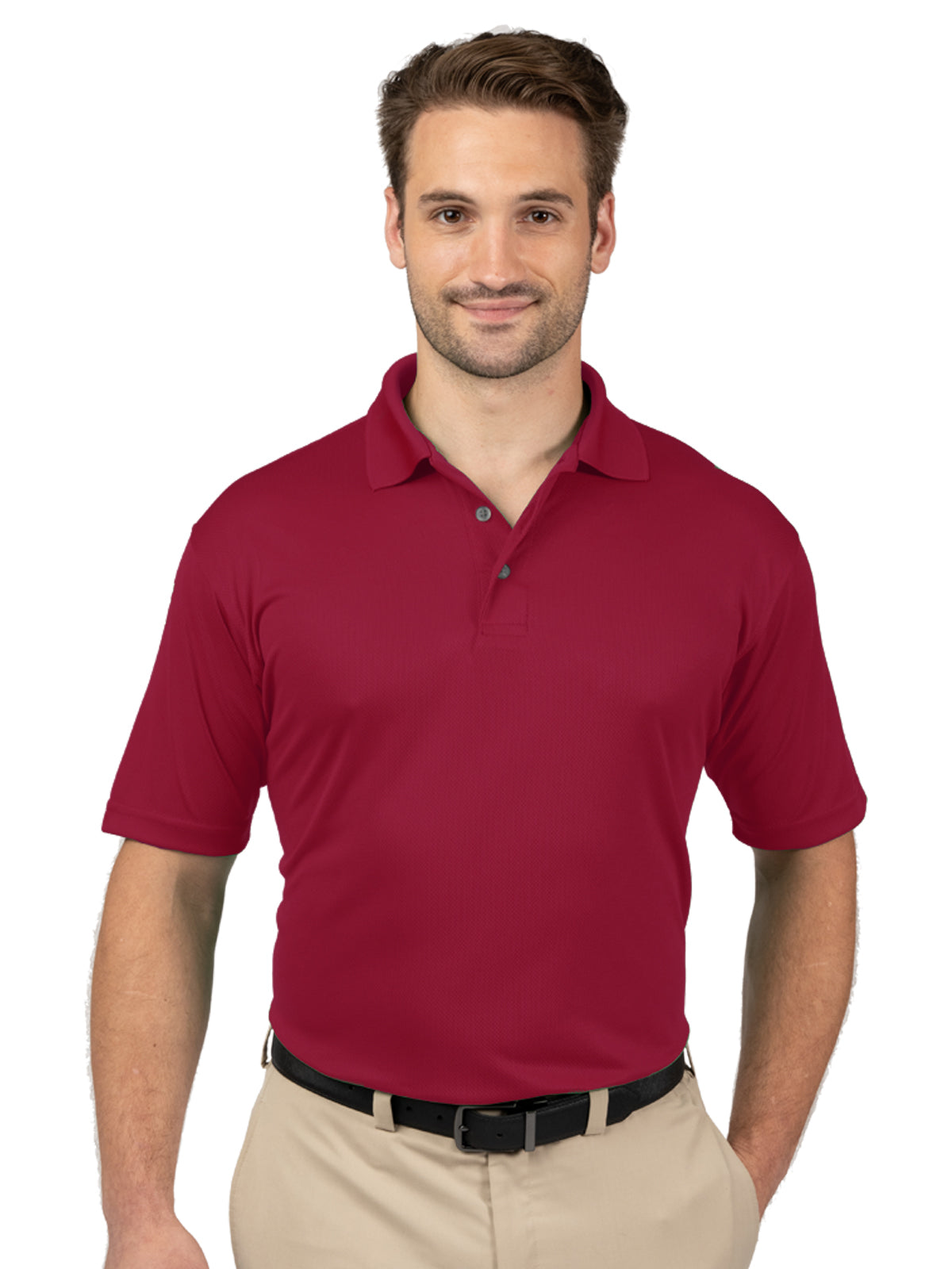 Men's Pocketless Wicking Short Sleeve Polo - BG7219 - Burgundy