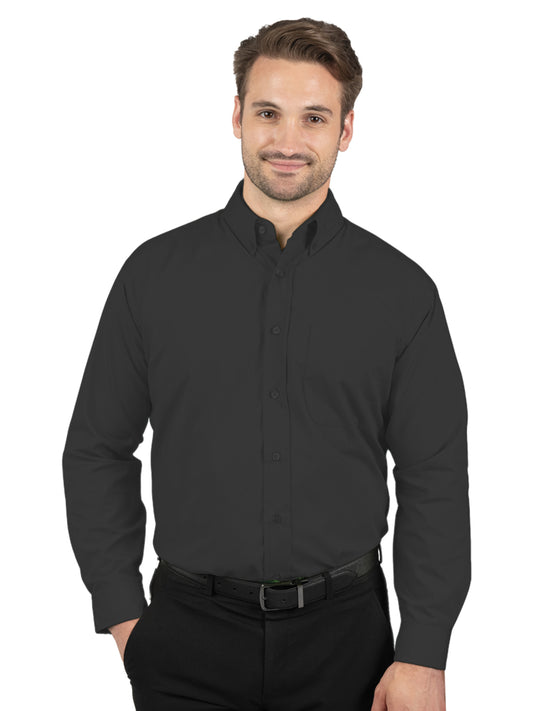 Men's 1-Pocket Matching Buttons Poplin Shirt - BG7266 - Black