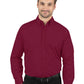 Men's 1-Pocket Matching Buttons Poplin Shirt - BG7266 - Burgundy