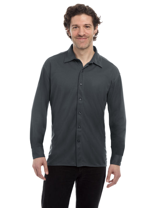 Men's Pocketless Knit Stretch Woven Shirt - BG7273 - Graphite