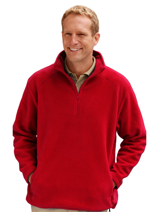 Unisex 2-Pocket Micro Fleece Zip Pullover - BG9952 - Polar Red
