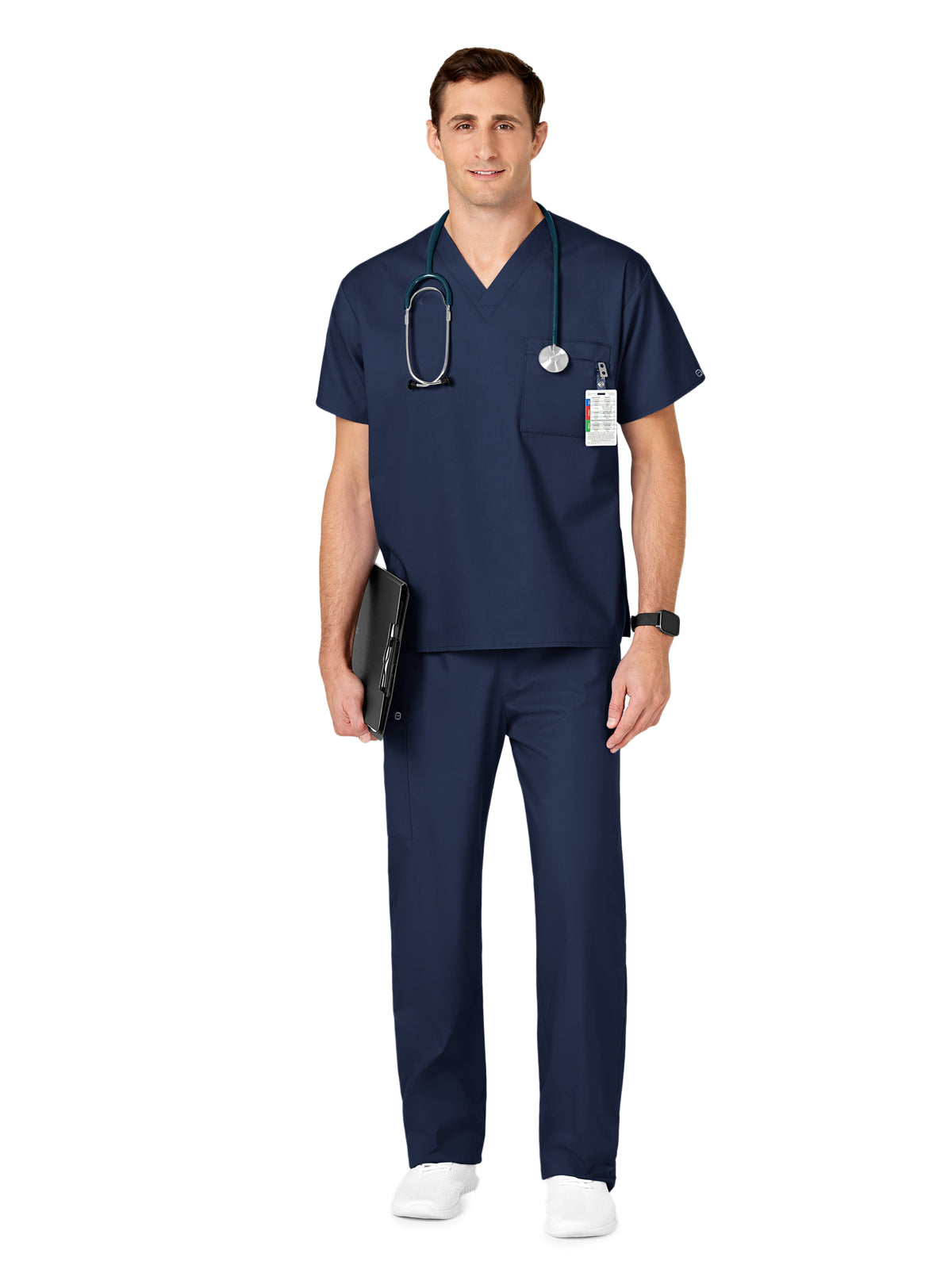 Unisex Double-Pocket V-Neck Scrub Top