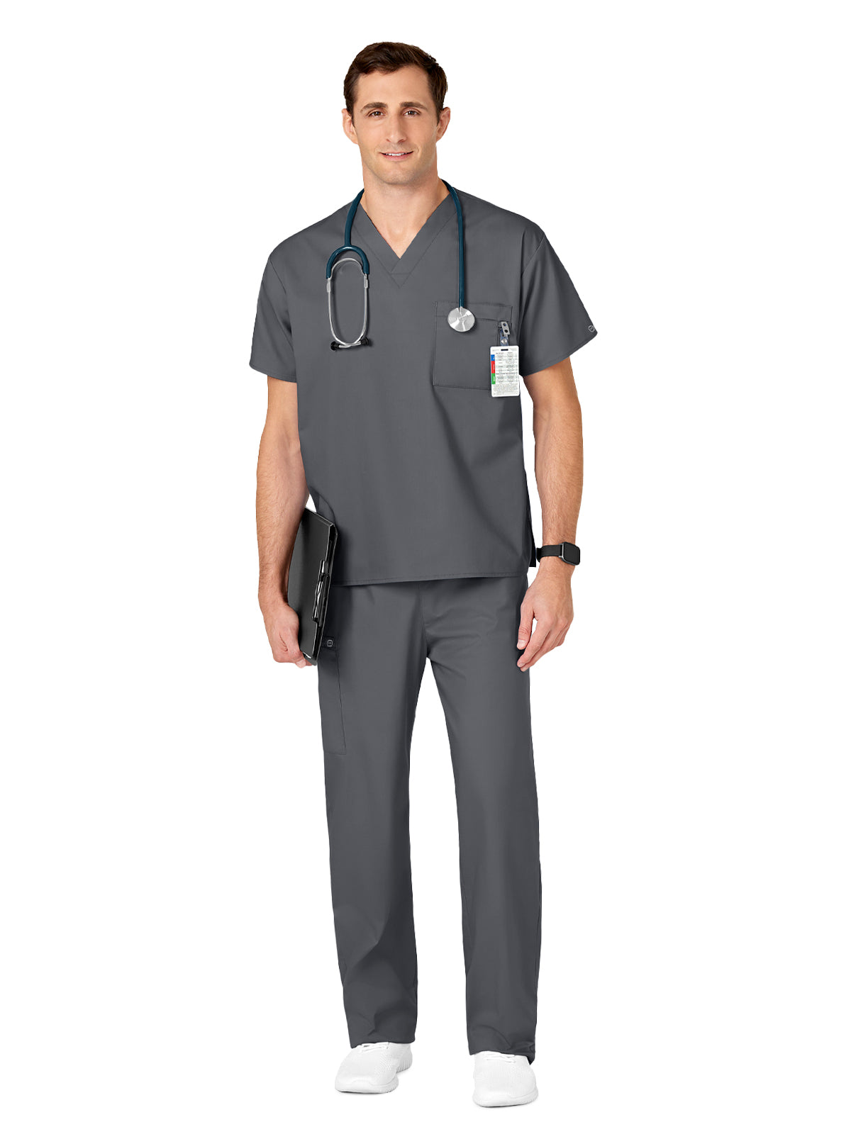 Unisex Double-Pocket V-Neck Scrub Top