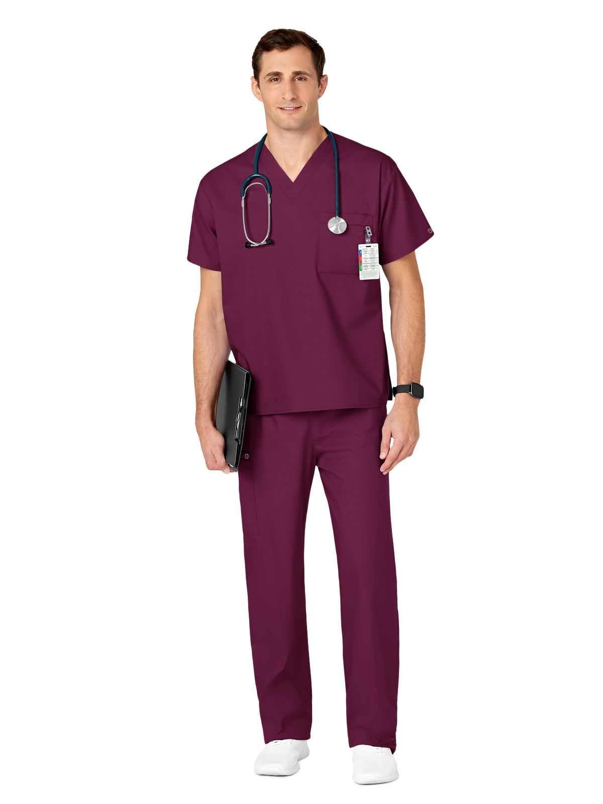 Unisex Double-Pocket V-Neck Scrub Top