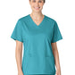 Women's Four-Pocket V-Neck Top - 101 - Teal
