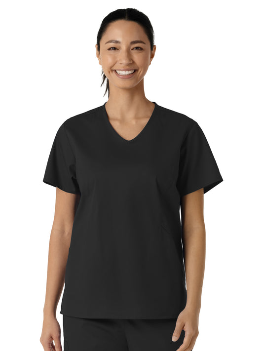 Women's Three-Pocket Curved V-Neck Scrub Top