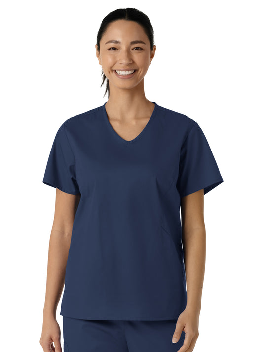 Women's Three-Pocket Curved V-Neck Scrub Top