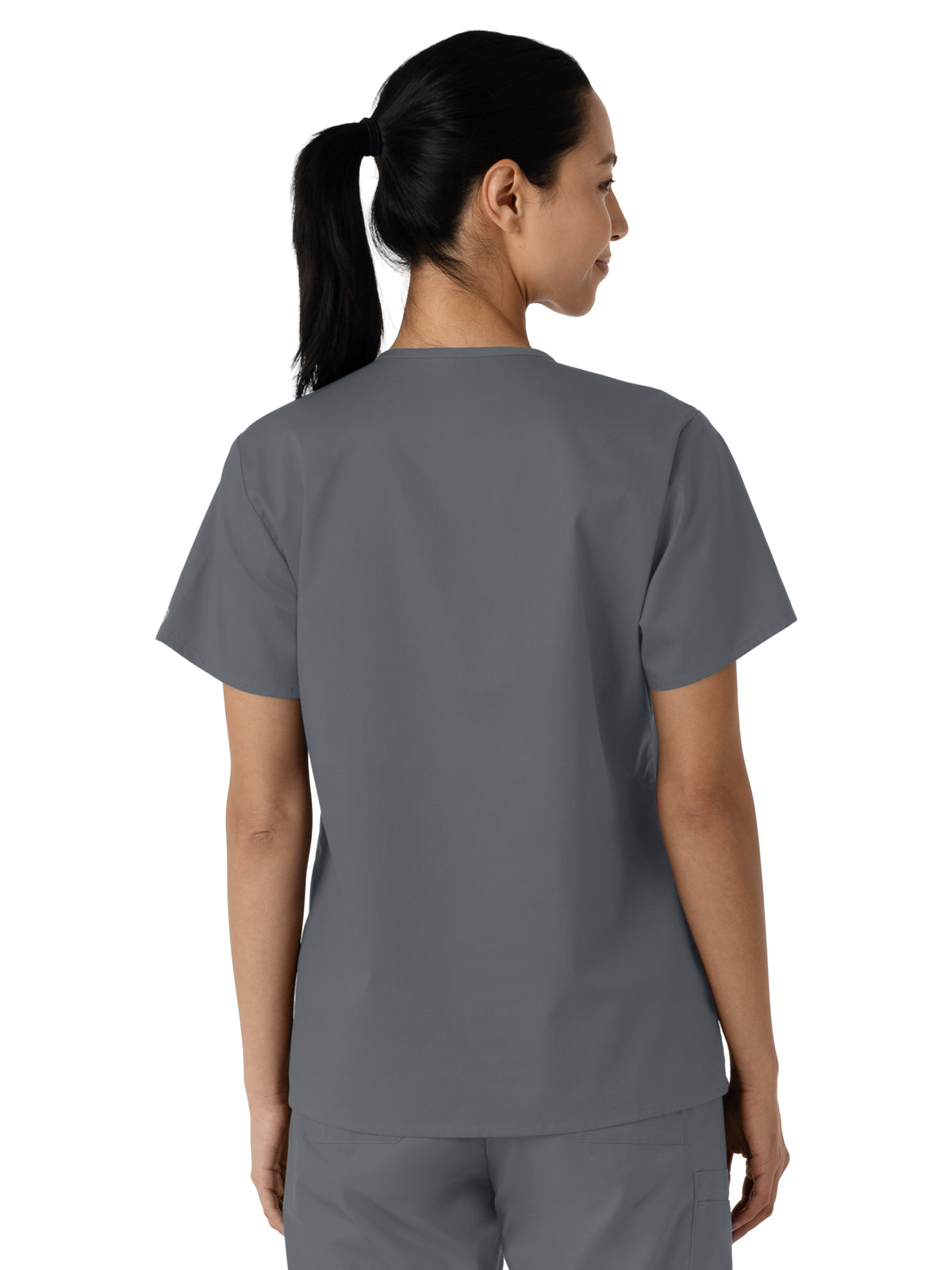 Women's Three-Pocket Curved V-Neck Scrub Top