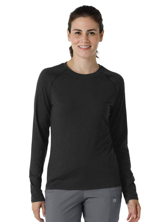 Women's Watch Window Long Sleeve Underscrub Tee - 2139 - Black