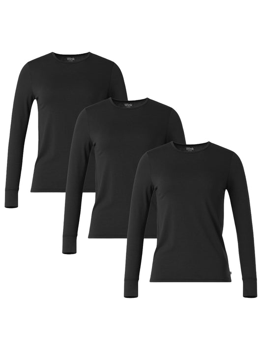 Women's 3-Pack Essential Layer Long Sleeve Underscrub Tee - 2190 - Black