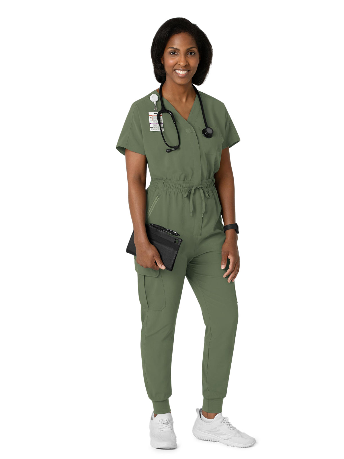 Women's Seven-Pocket Cargo Jogger Scrub Jumpsuit