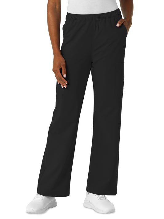Women's Seven-Pocket Straight Leg Cargo Scrub Pant - 5180 - Black