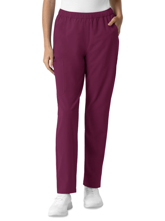 Women's Six-Pocket Slim Leg Scrub Pant - 5280 - Wine