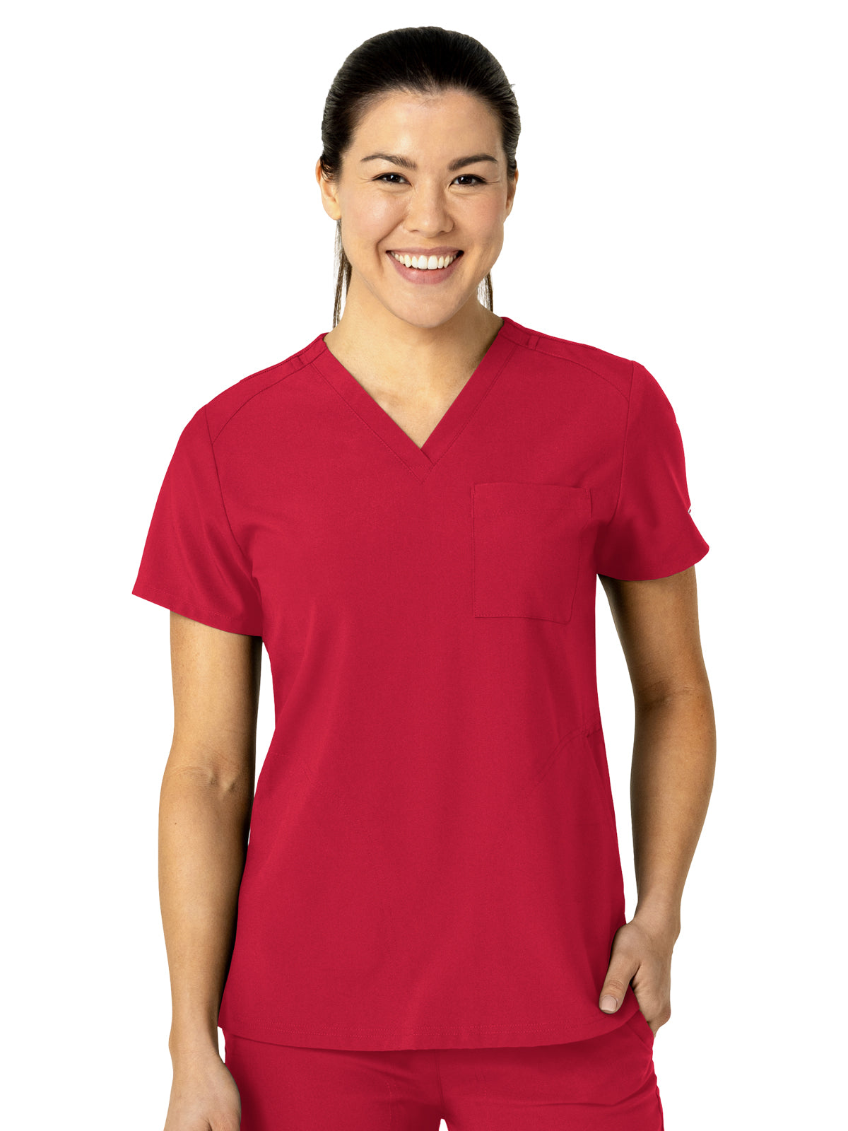 Women's Three-Pocket Flex-N-Reach V-Neck Top - 6045 - Red