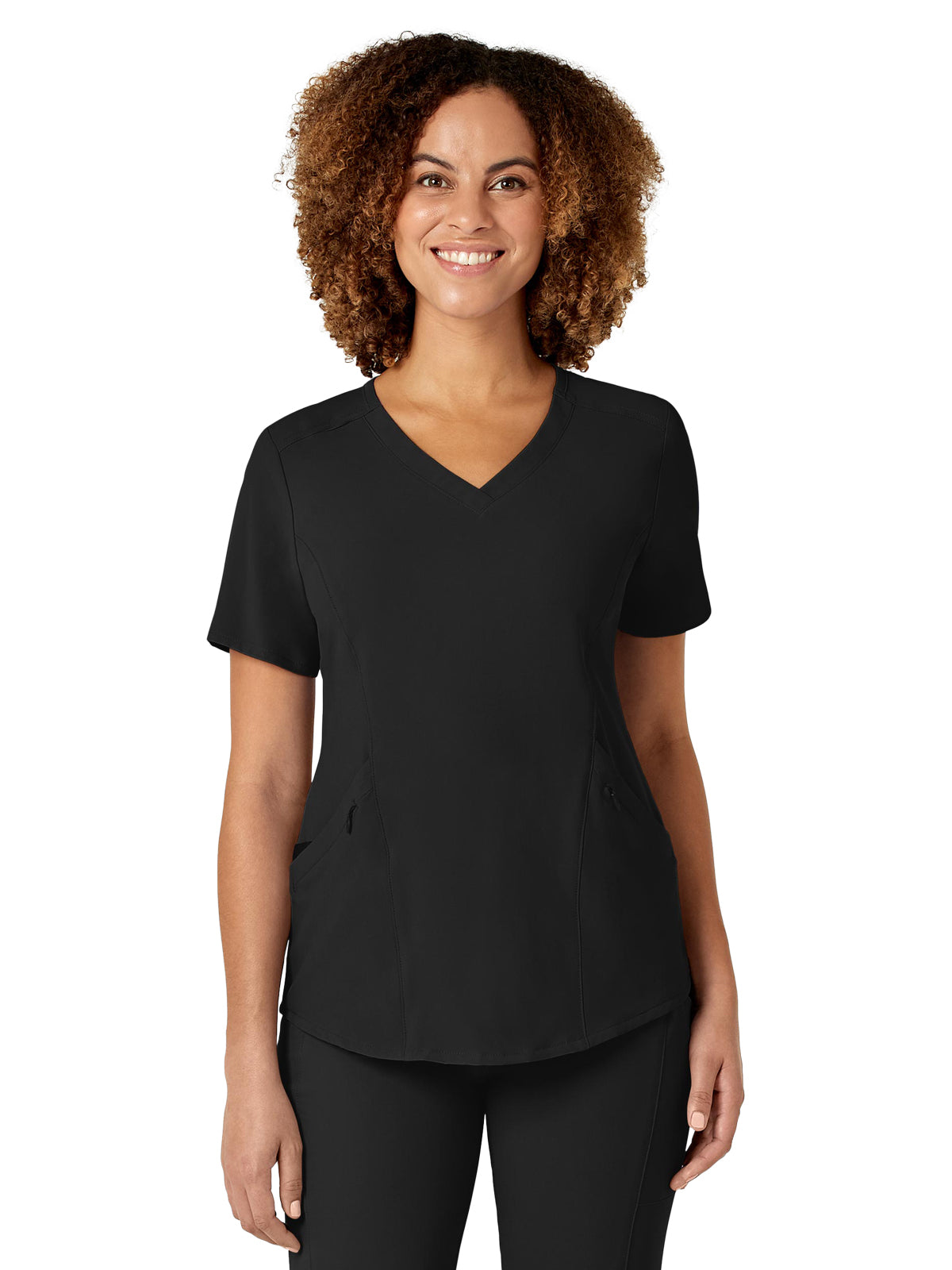 Women's Four-Pocket V-Neck Top - 6134 - Black
