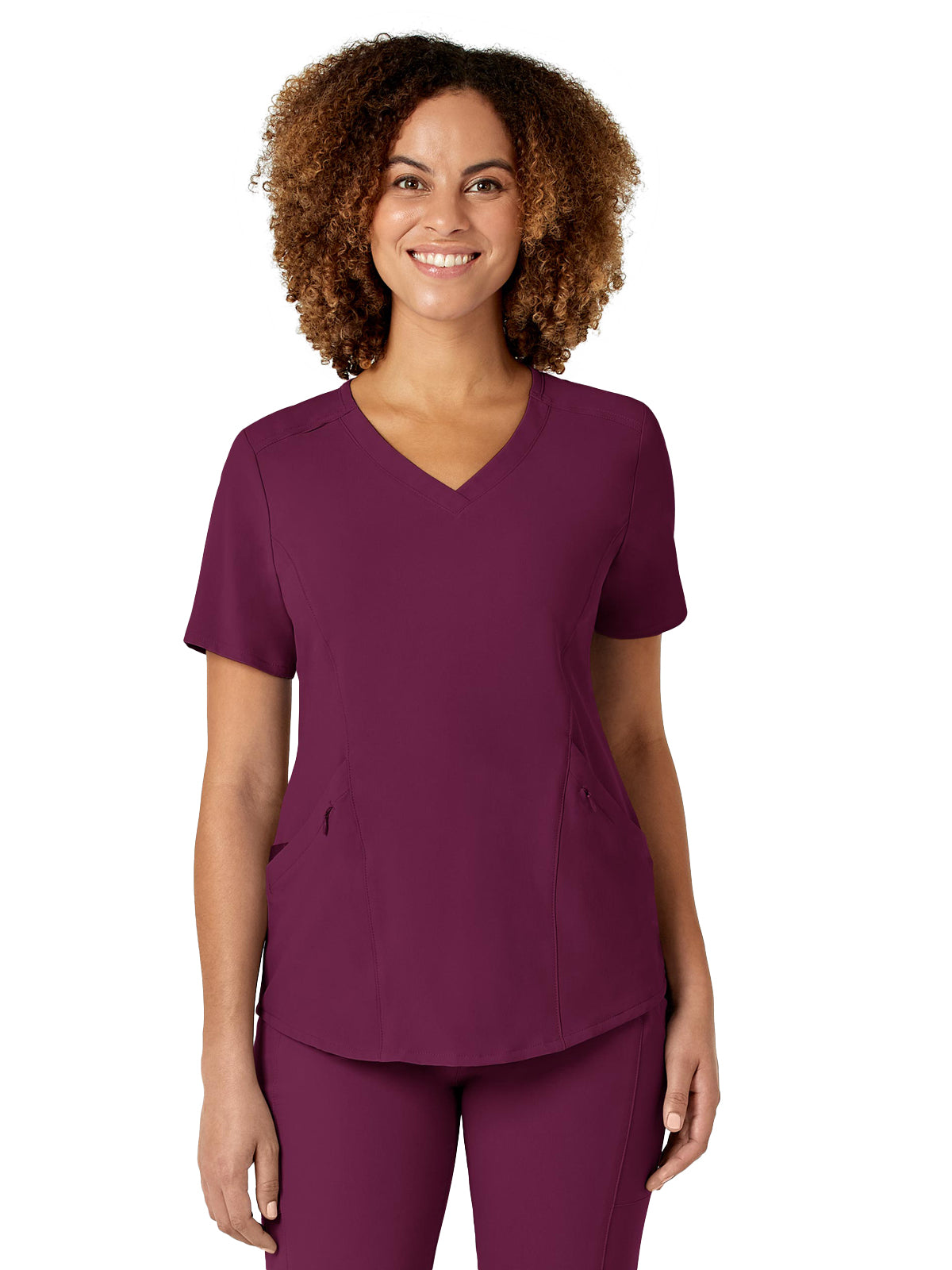 Women's Four-Pocket V-Neck Top - 6134 - Wine