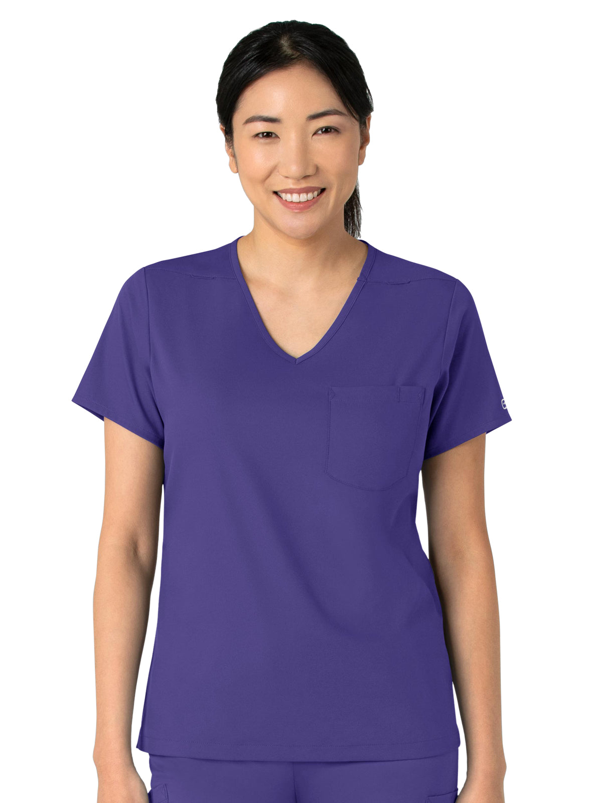 Women's Two-Pocket Tuck-In V-Neck Top - 6151 - Grape