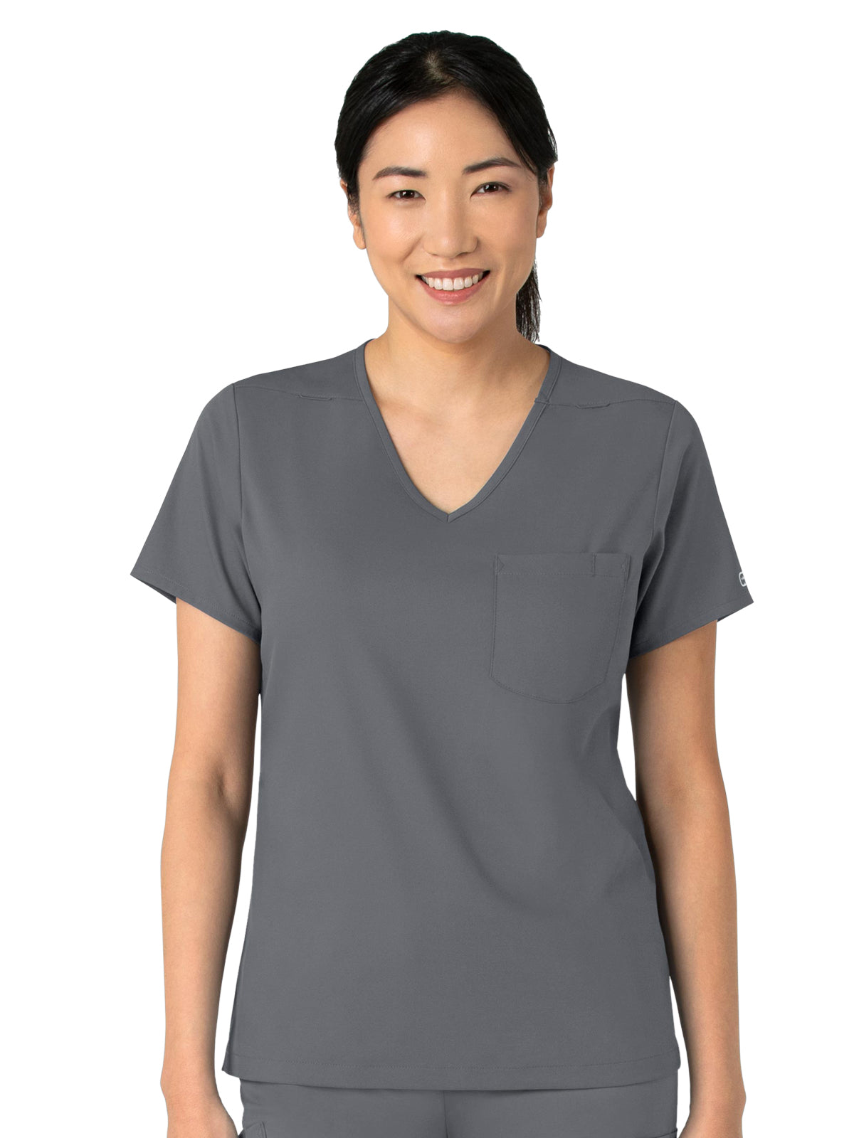 Women's Two-Pocket Tuck-In V-Neck Top - 6151 - Pewter