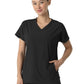 Women's Two-Pocket V-Neck Tunic Scrub Top - 6154 - Black