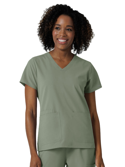 Women's Three-Pocket V-Neck Scrub Top - 6180 - Sage