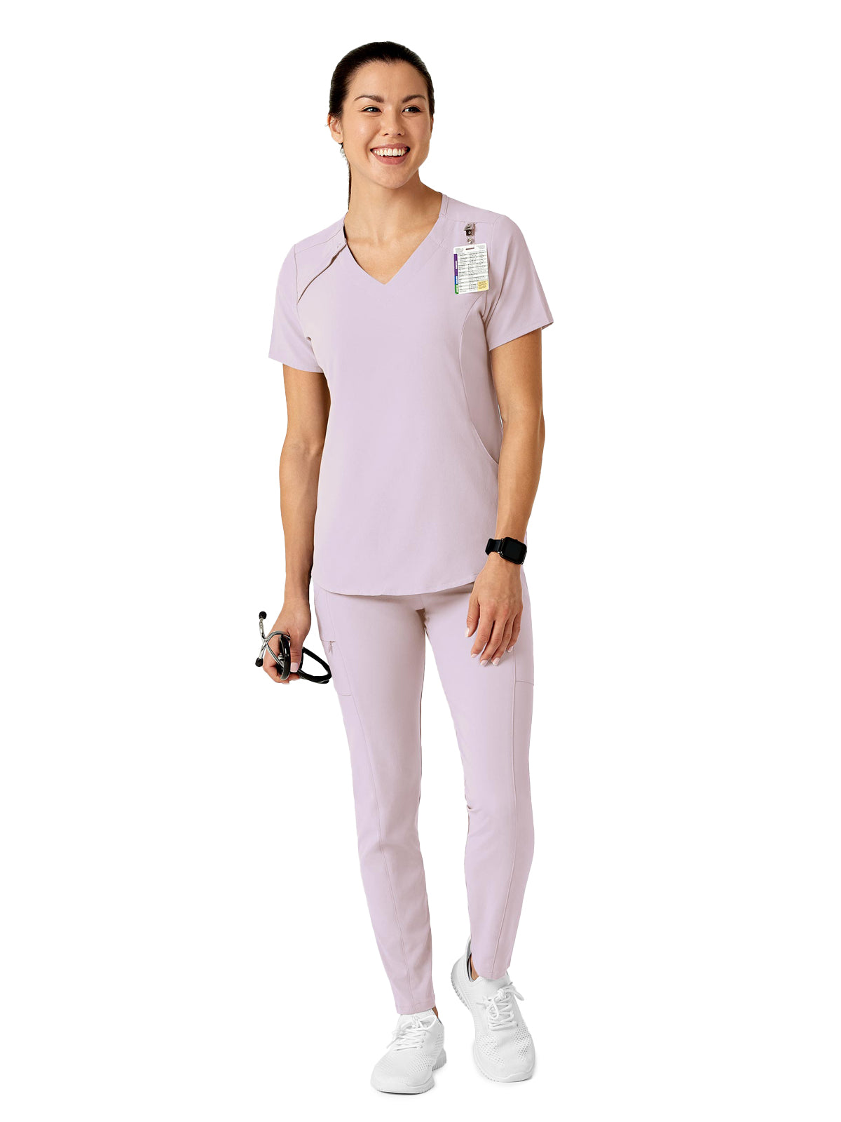 Women's Four-Pocket Hidden Zip V-Neck Top