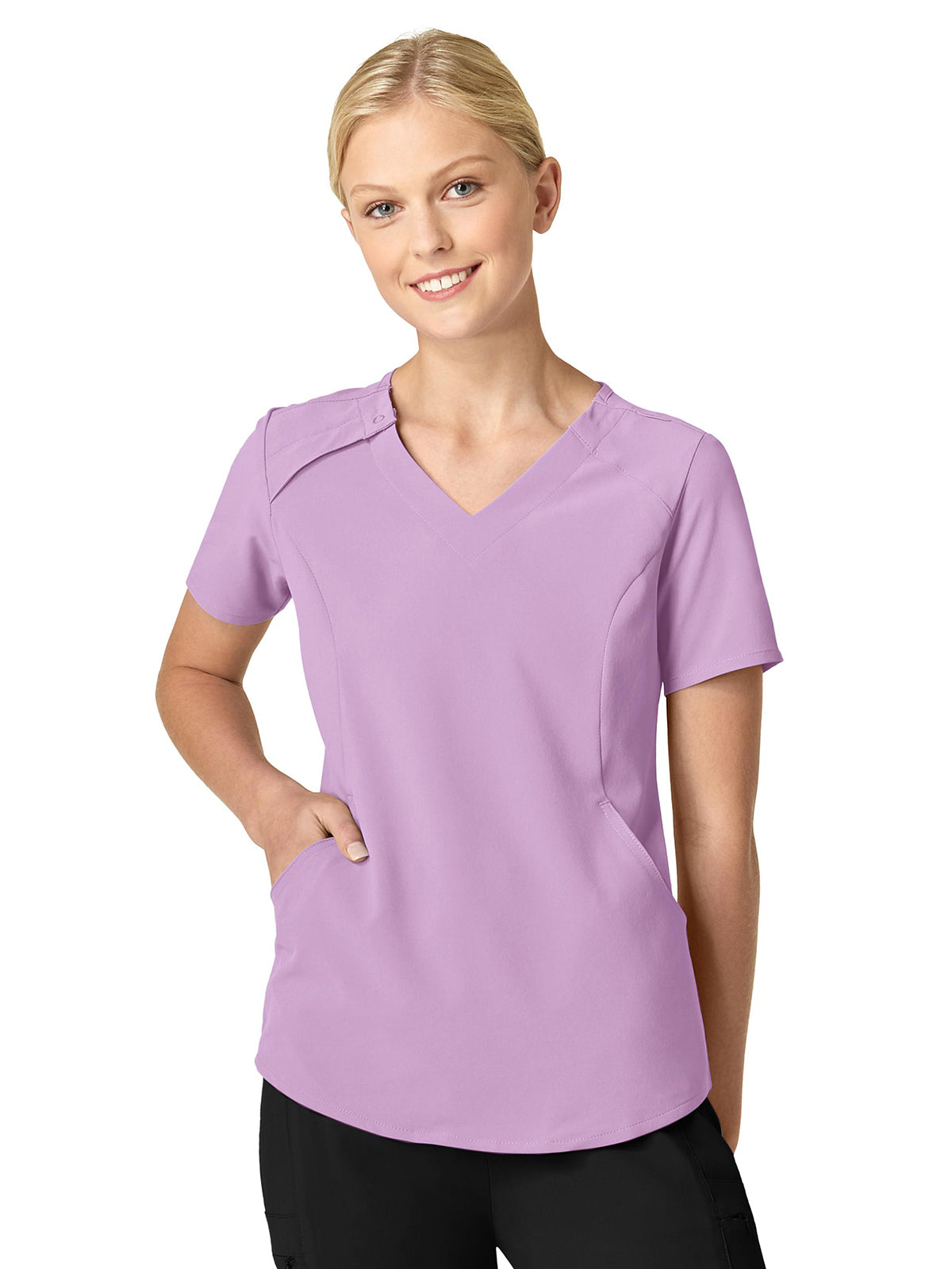 Women's Four-Pocket Hidden Zip V-Neck Top