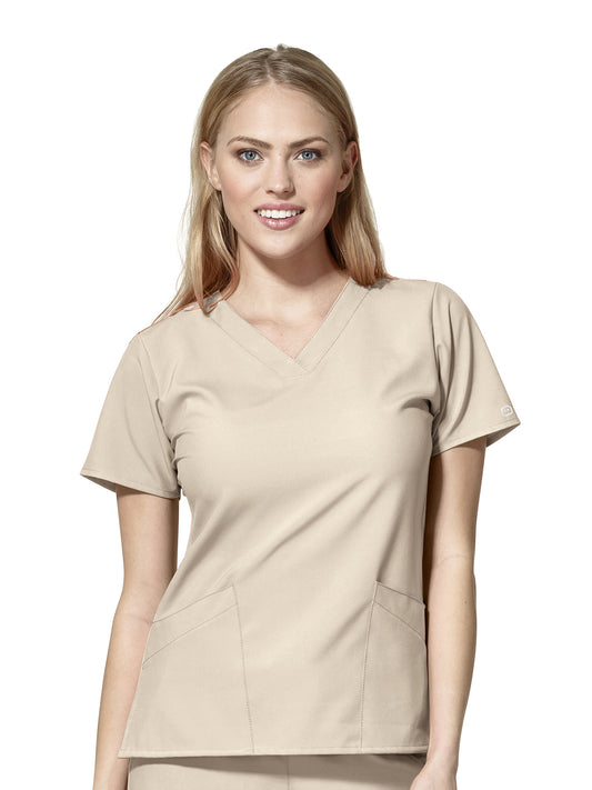 Women's Two-Pocket Basic V-Neck Top