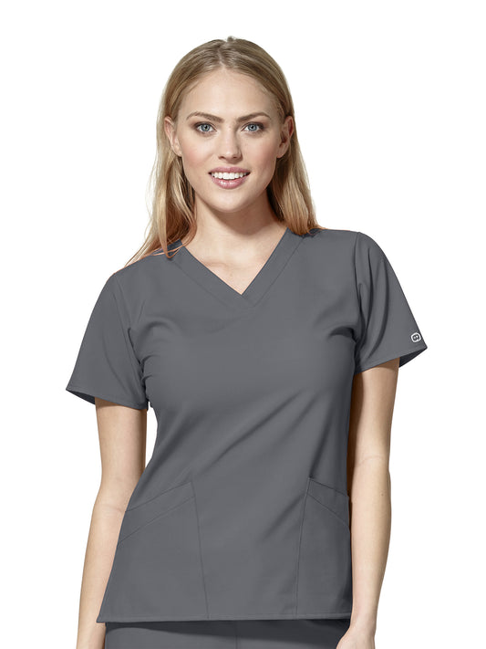 Women's Two-Pocket Basic V-Neck Top