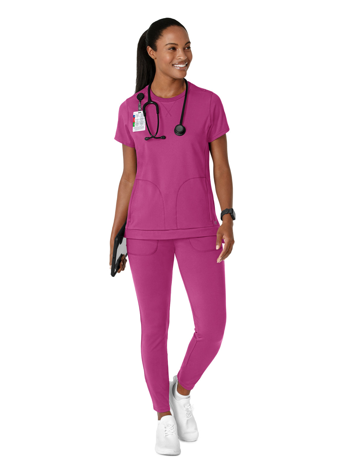 Women's Two-Pocket Flex-n-Reach Crew Neck Scrub Top