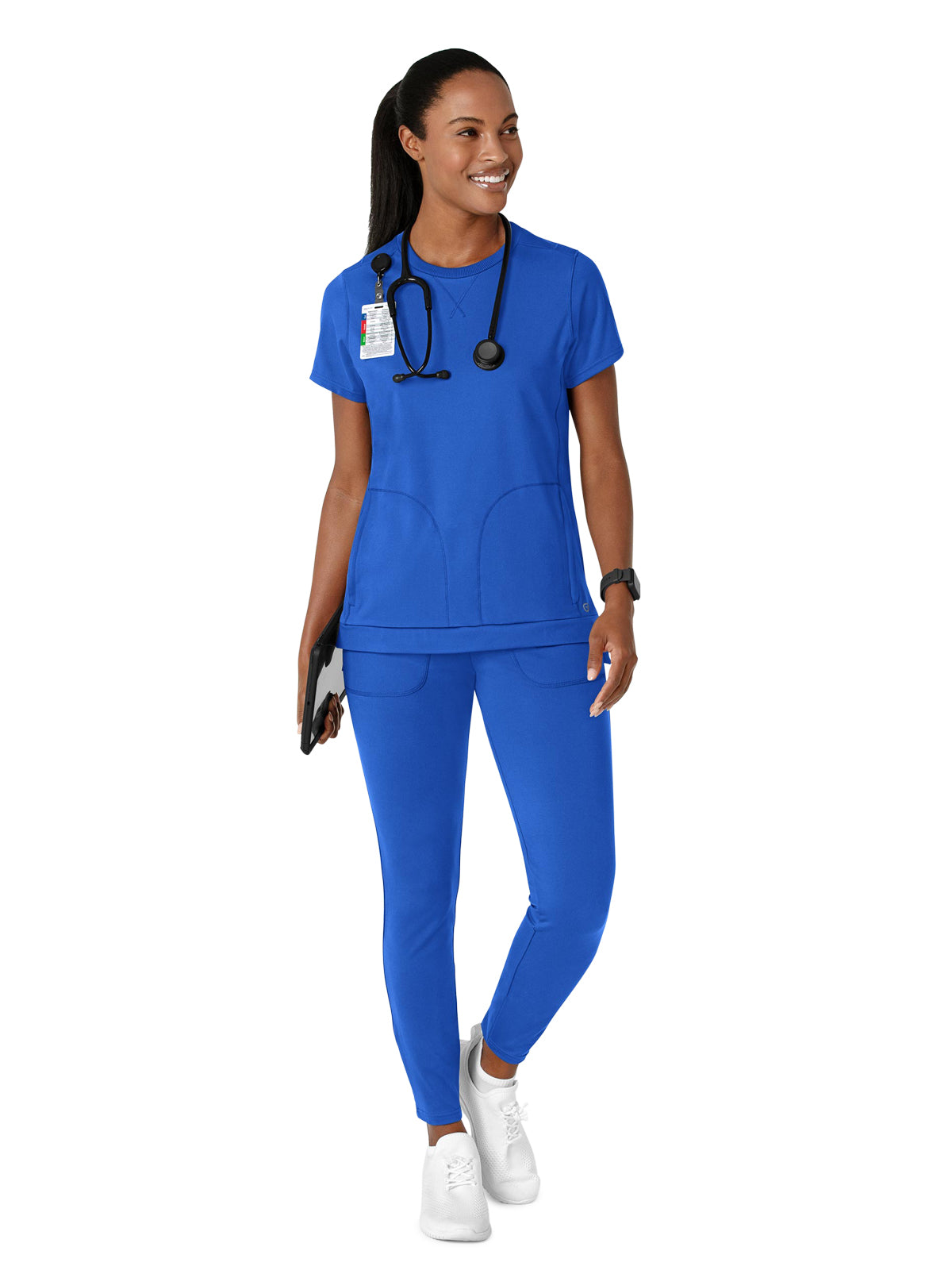 Women's Two-Pocket Flex-n-Reach Crew Neck Scrub Top