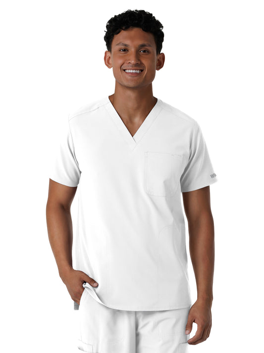 Men's Three-Pocket V-Neck Scrub Top - 6380 - White