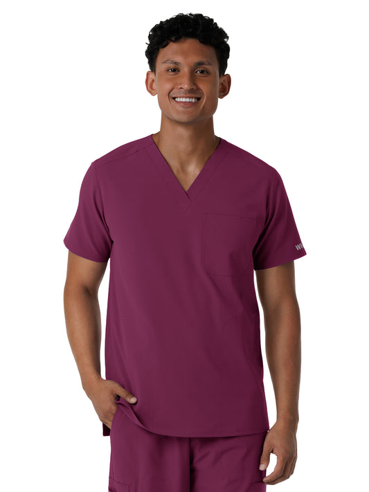 Men's Three-Pocket V-Neck Scrub Top - 6380 - Wine
